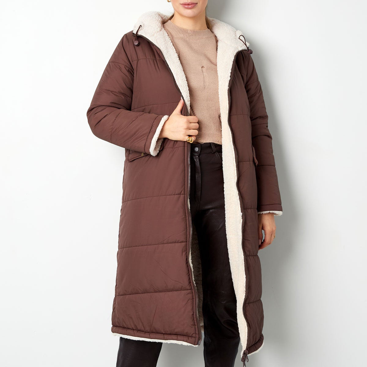 Bruine winter jas