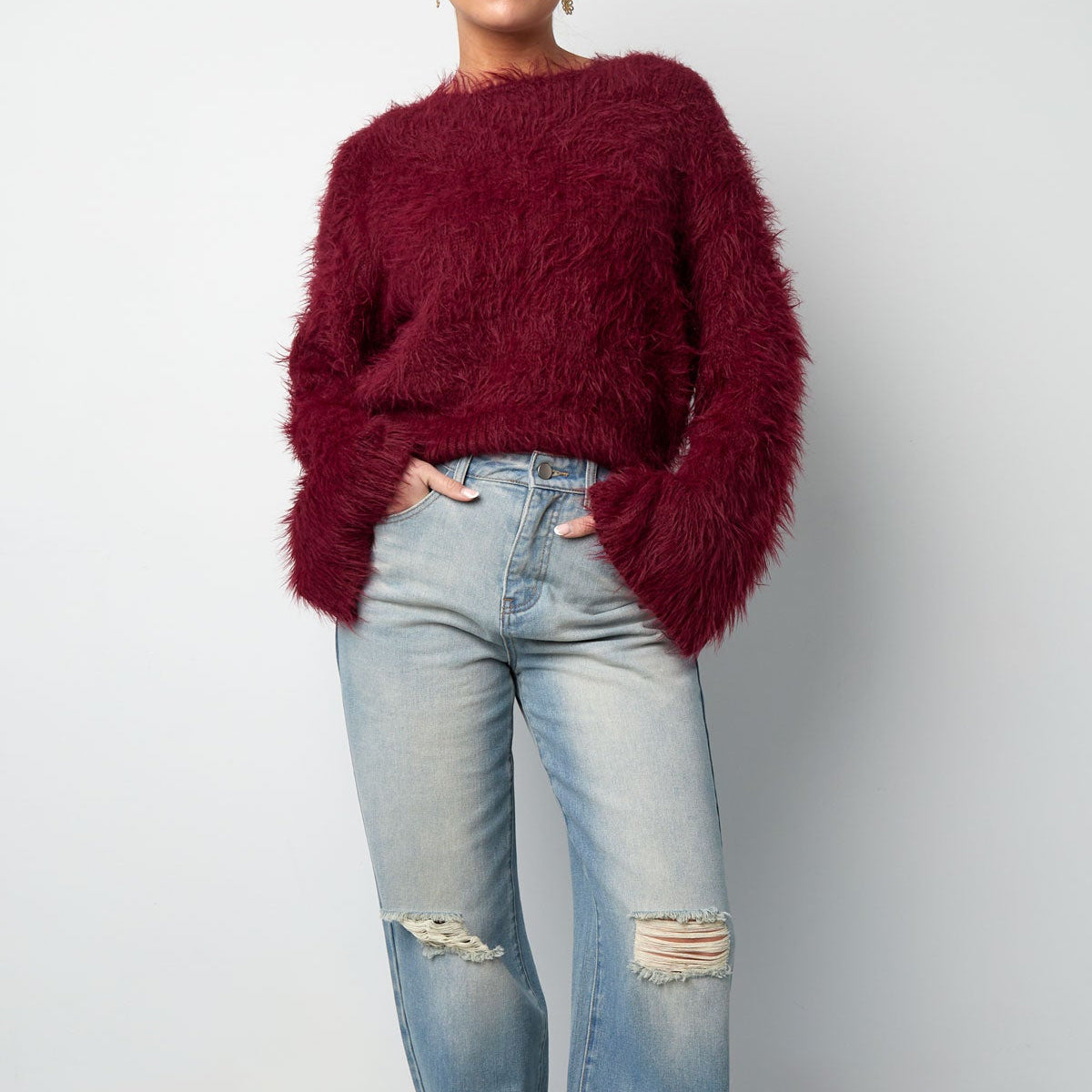 Fluffy sweater bordeaux