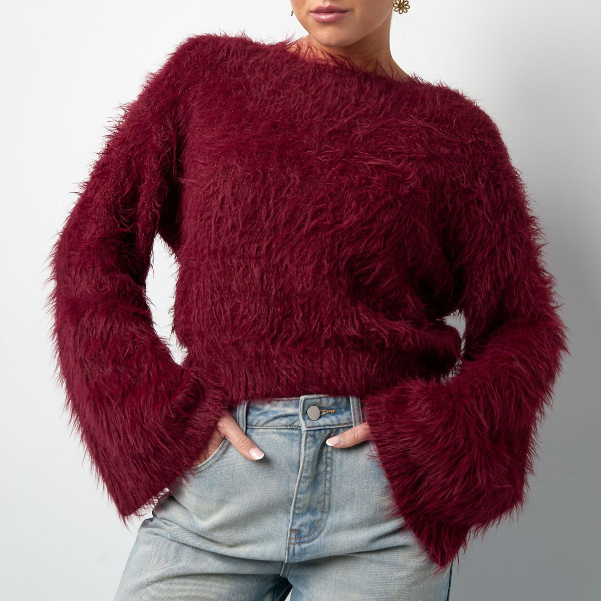 Fluffy sweater bordeaux