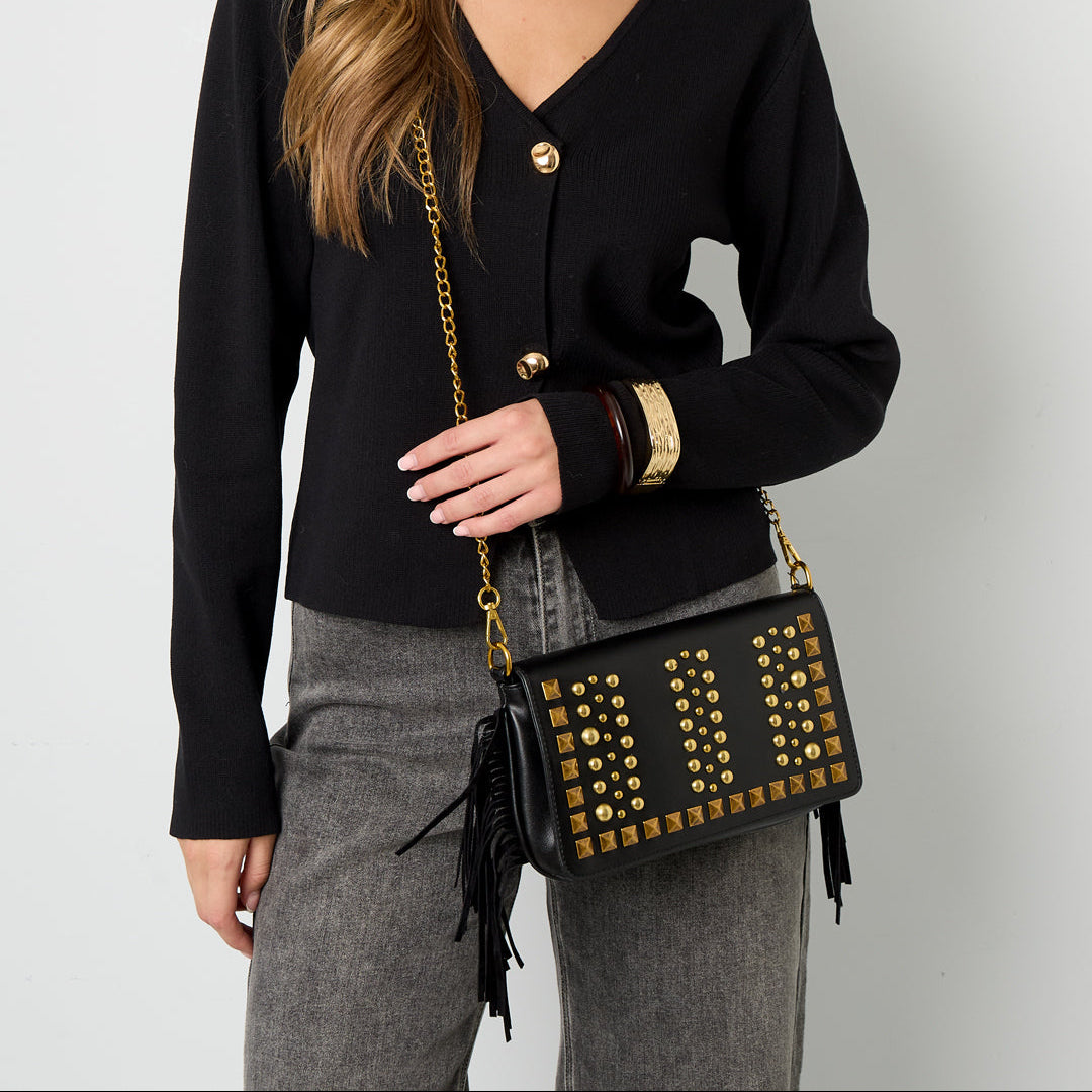 Studs schoudertas zwart