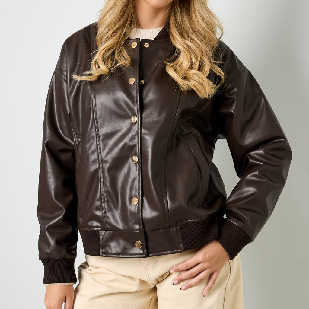 Leren bomber donkerbruin