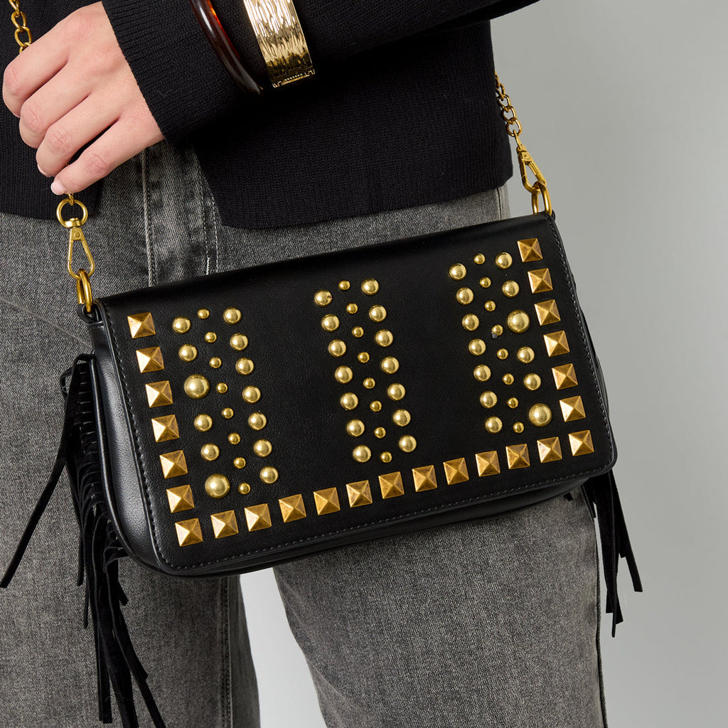 Studs schoudertas zwart