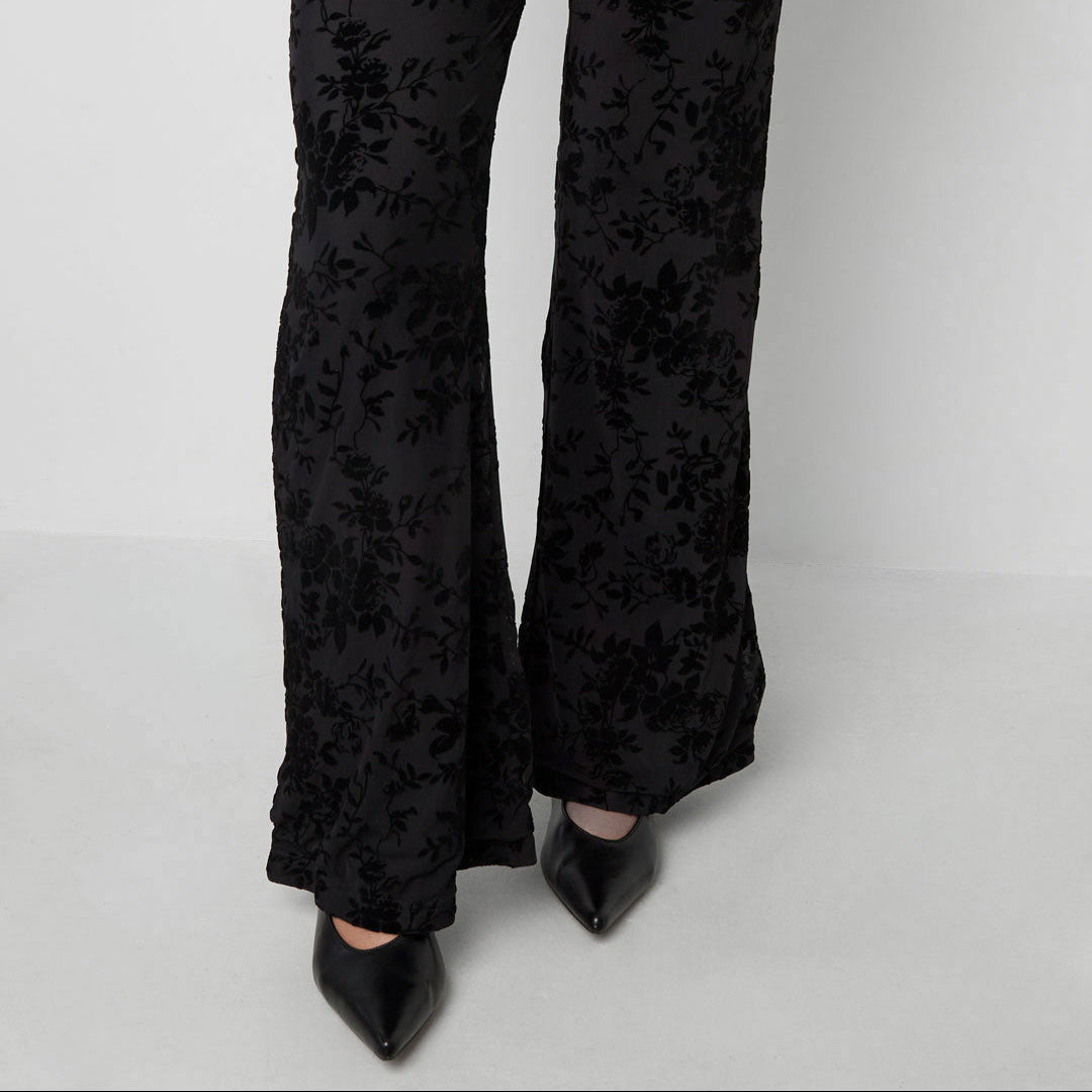 Flower flared zwart