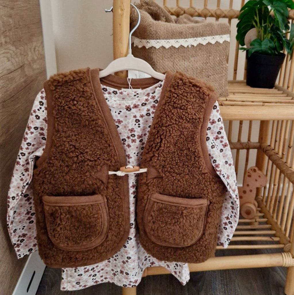Teddy gilet bruin