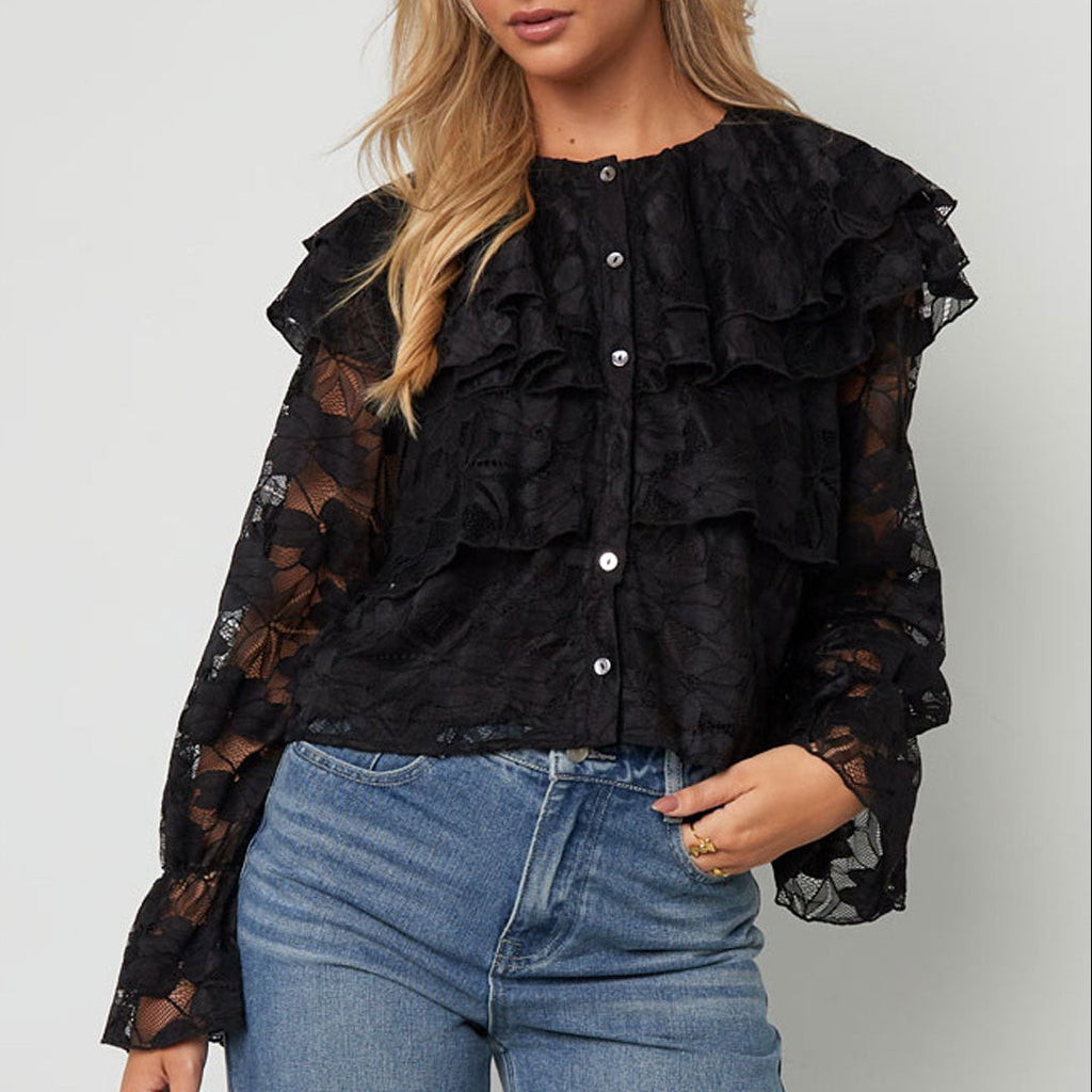 Zwarte gelaagde blouse