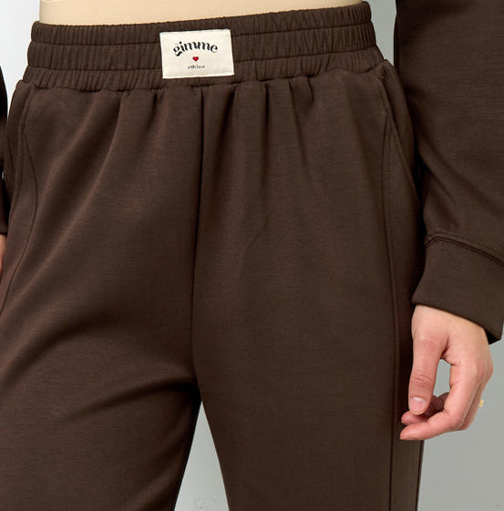 Sporty wide leg donkerbruin