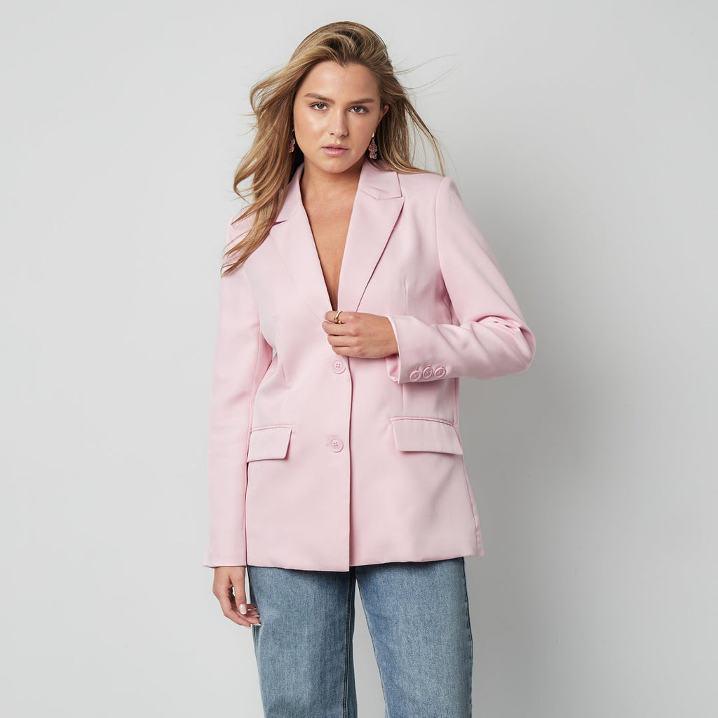 Strik blazer roze