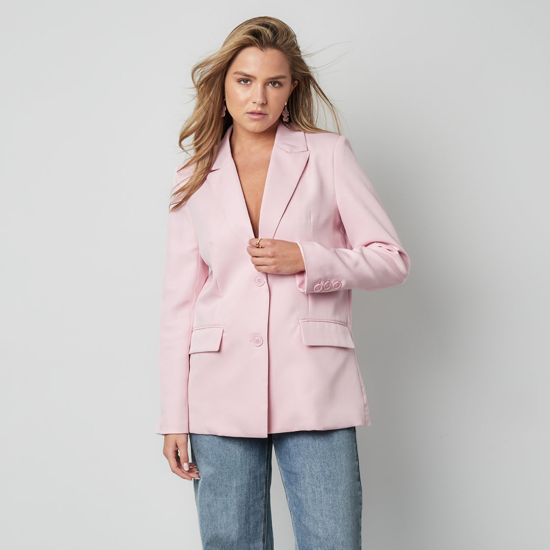 Strik blazer roze