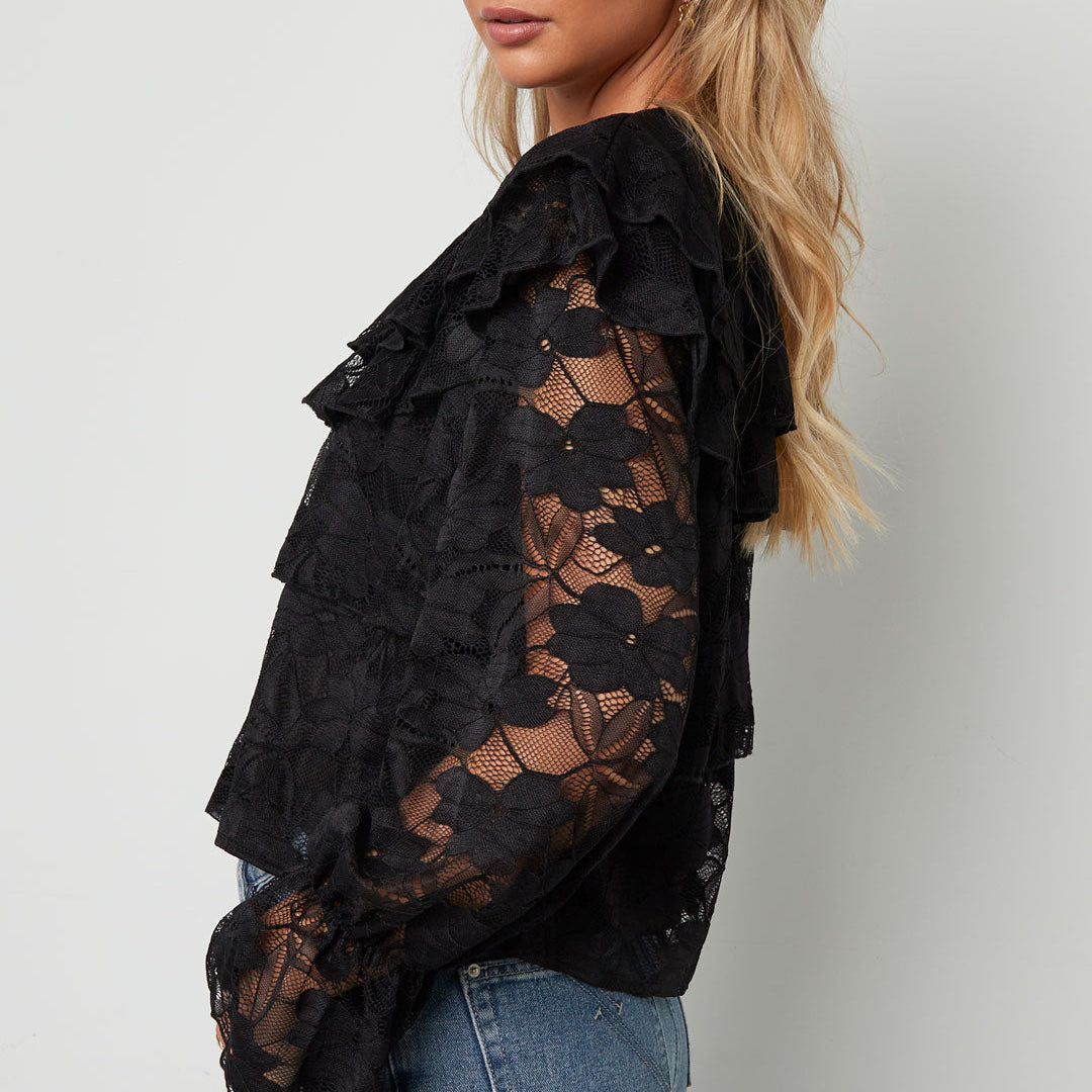 Zwarte gelaagde blouse