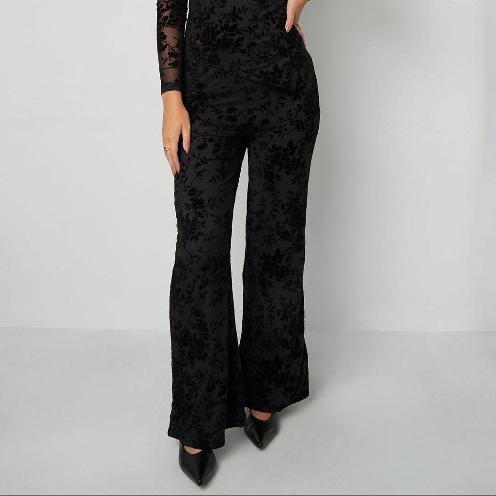 Flower flared zwart