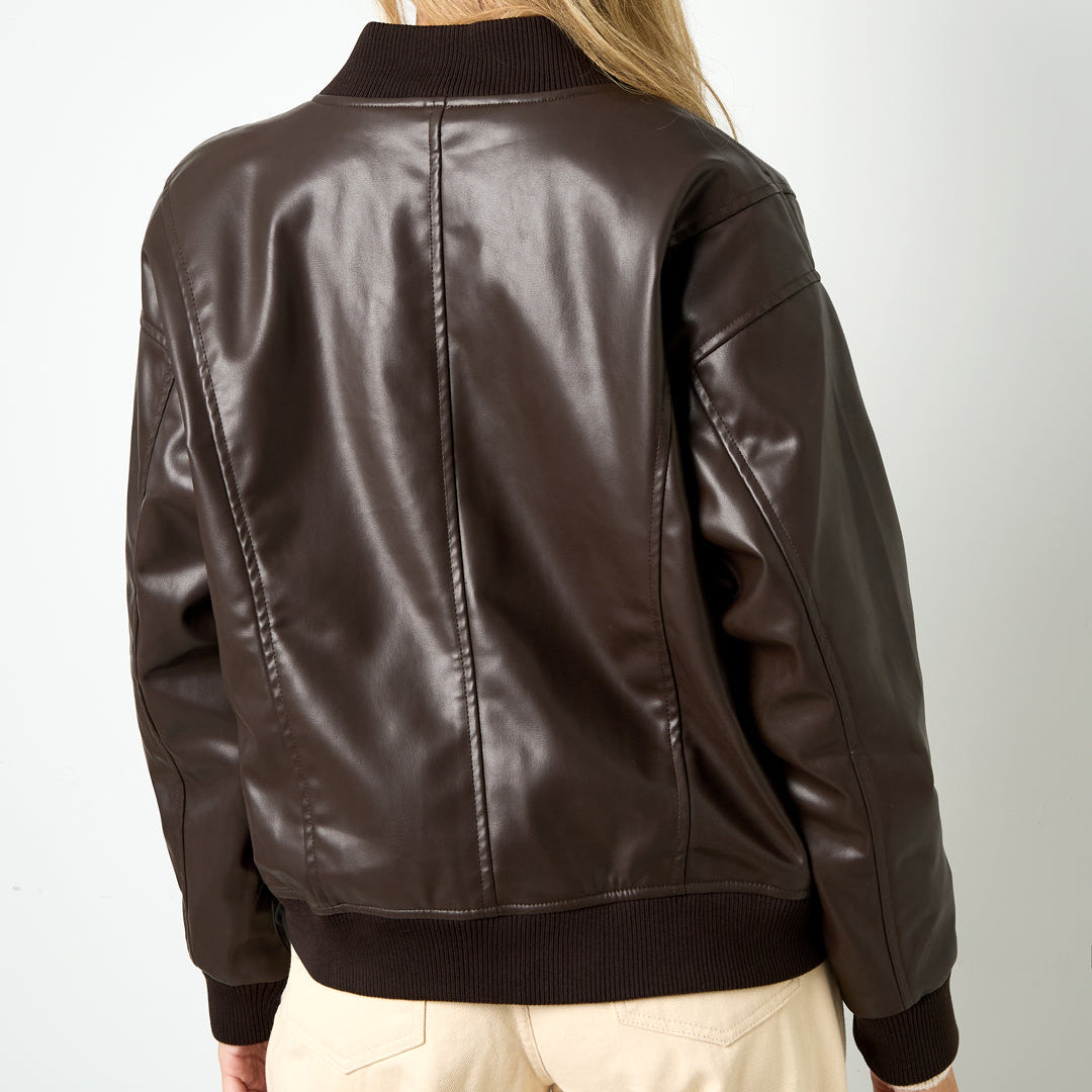 Leren bomber donkerbruin