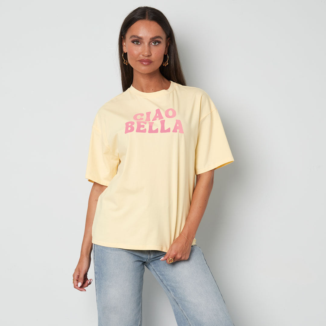 Ciao bella T-shirt geel