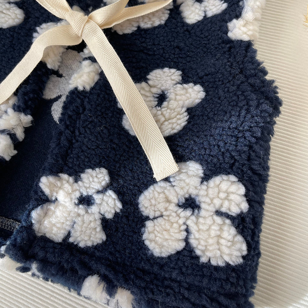 Teddy flower gilet blauw