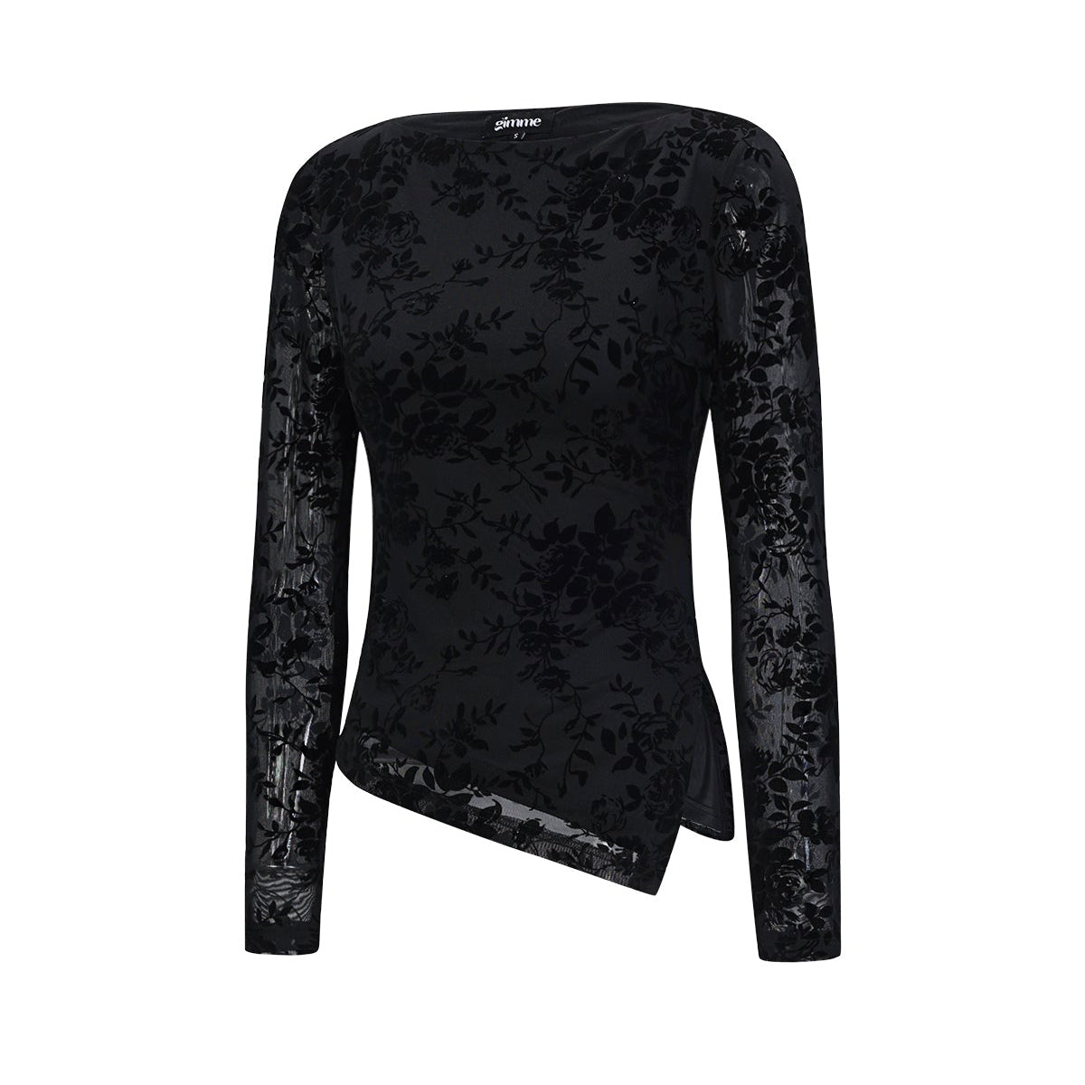 Zwarte top met bloemenprint