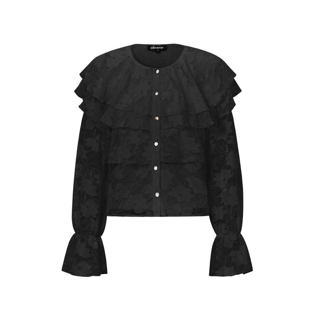 Zwarte gelaagde blouse