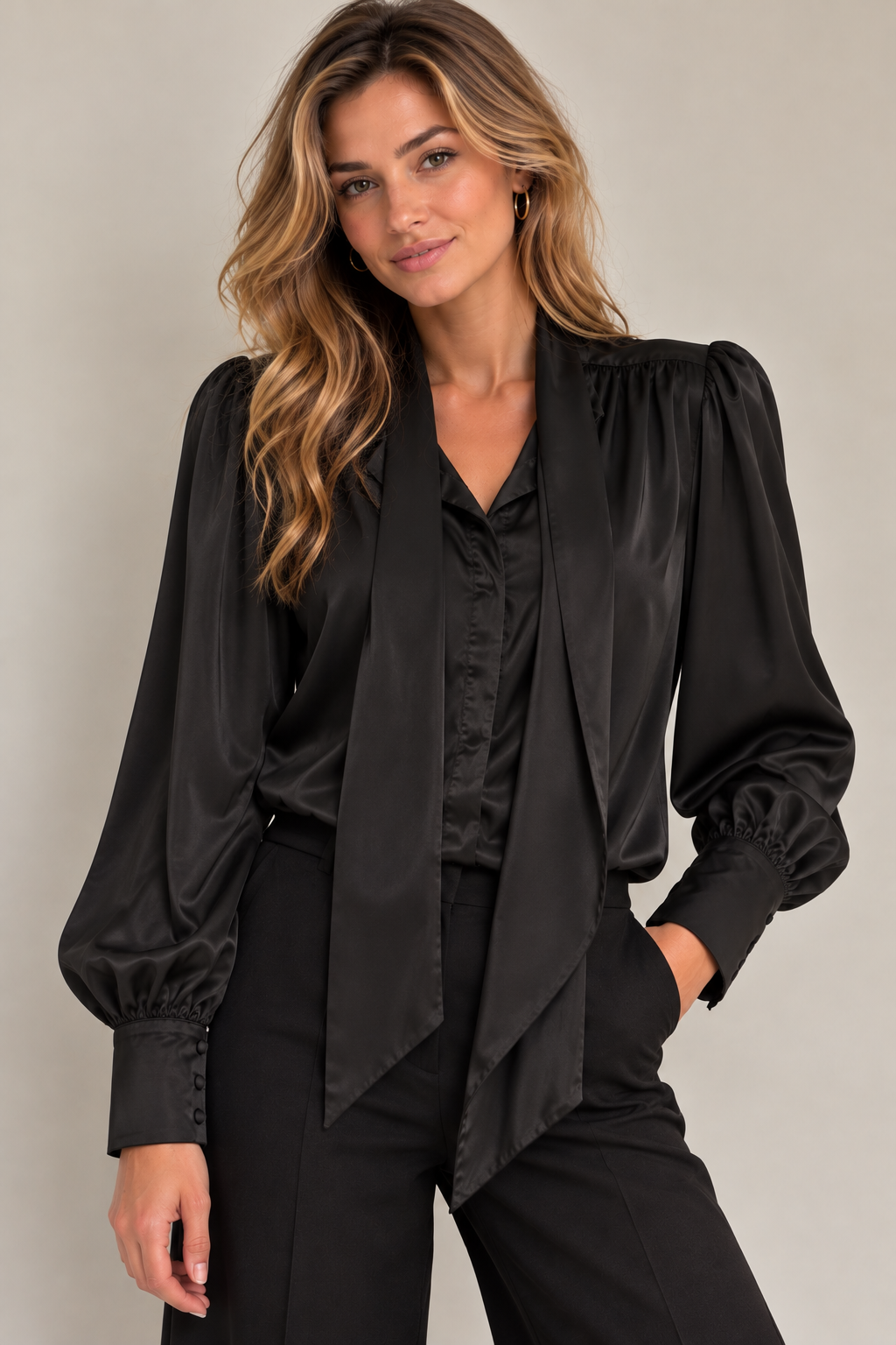 Satijnen blouse zwart