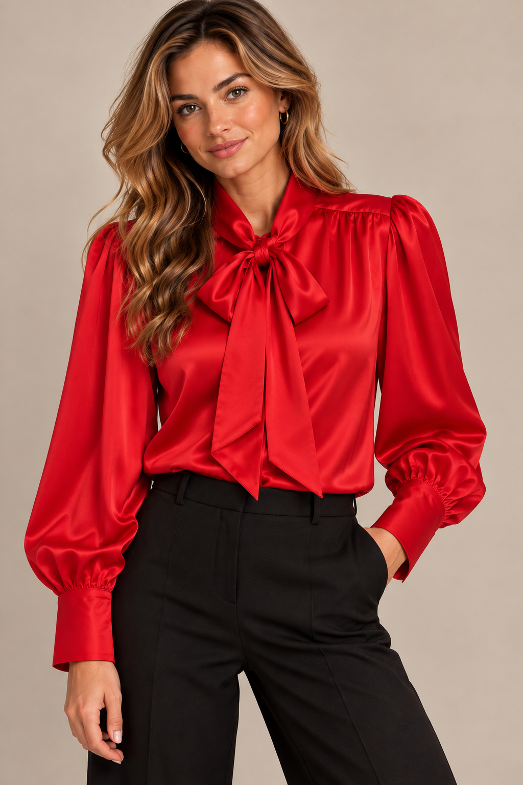 Satijnen blouse rood