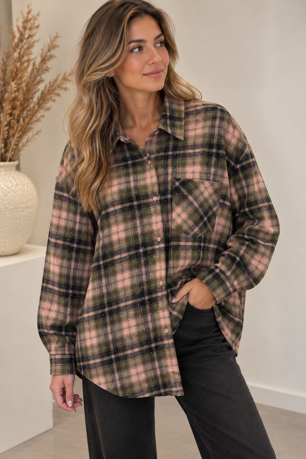 Strass blouse groen