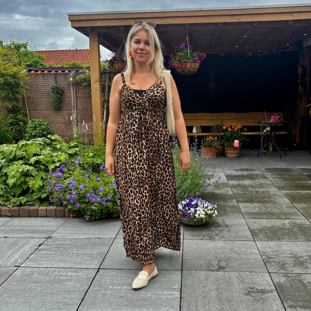 Panterprint maxi jurk
