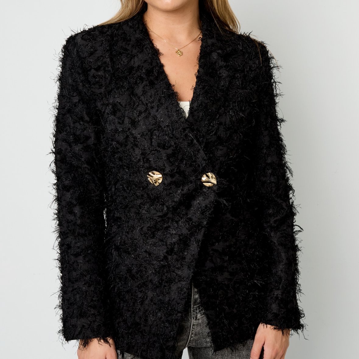 Structuur blazer zwart