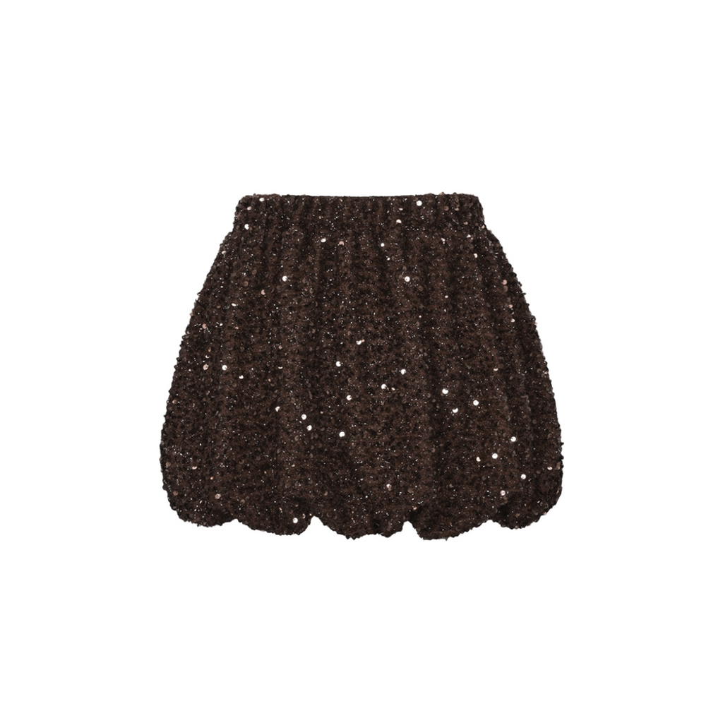 Pailetten skort bruin