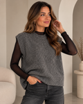 Gebreid sparkle gilet grijs