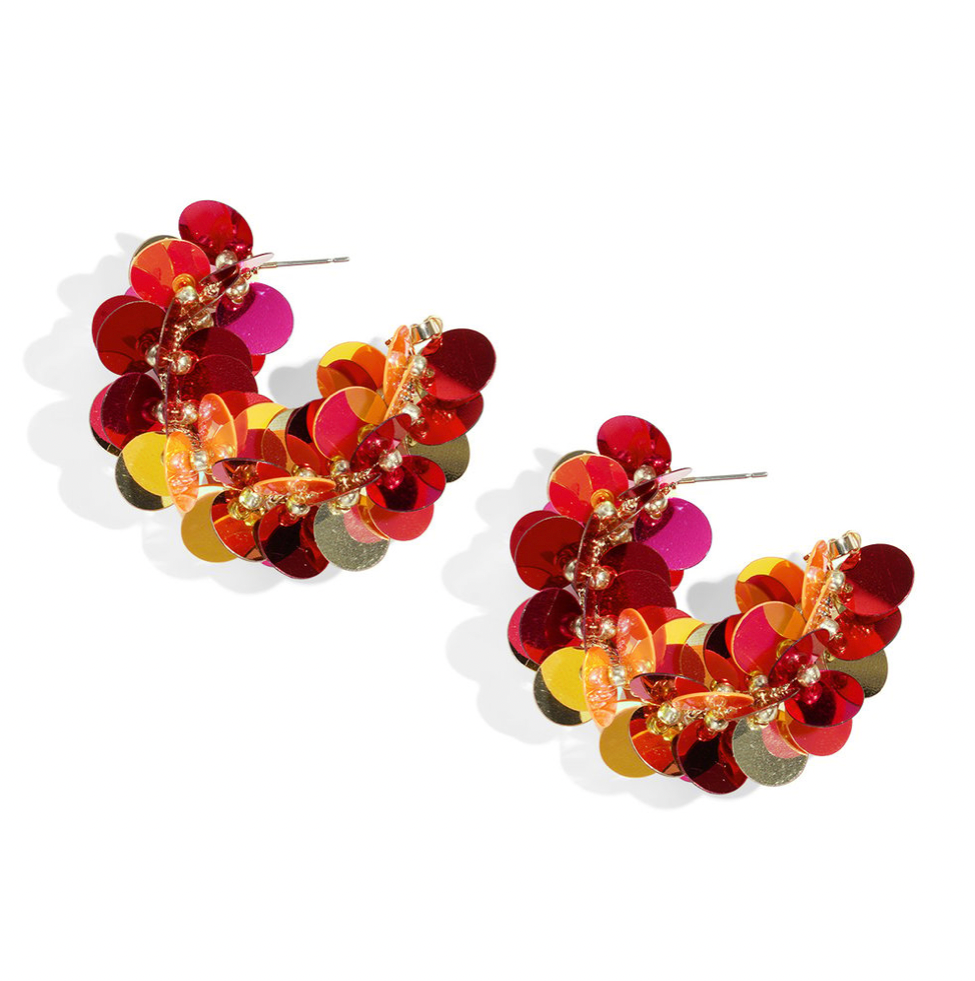 Pailletten oorbel rood