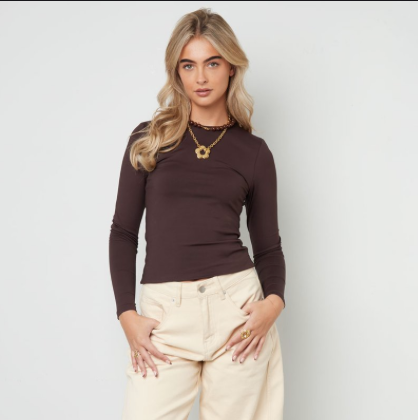 Basic longsleeve bruin