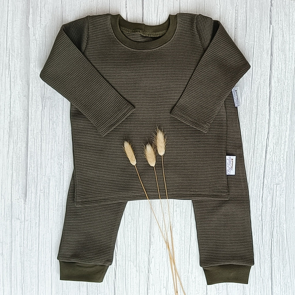 Wafel longsleeve legergroen