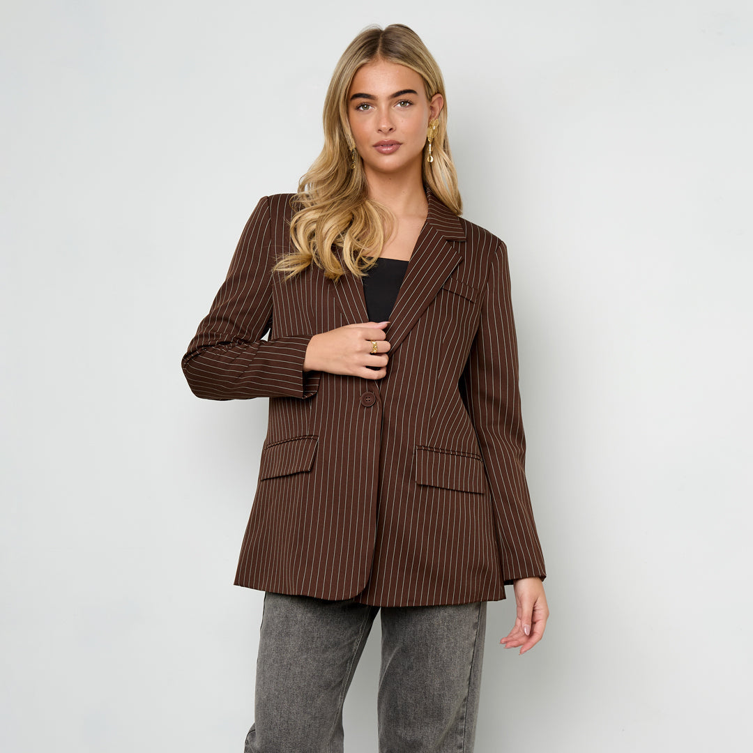 Asymetrische blazer bruin