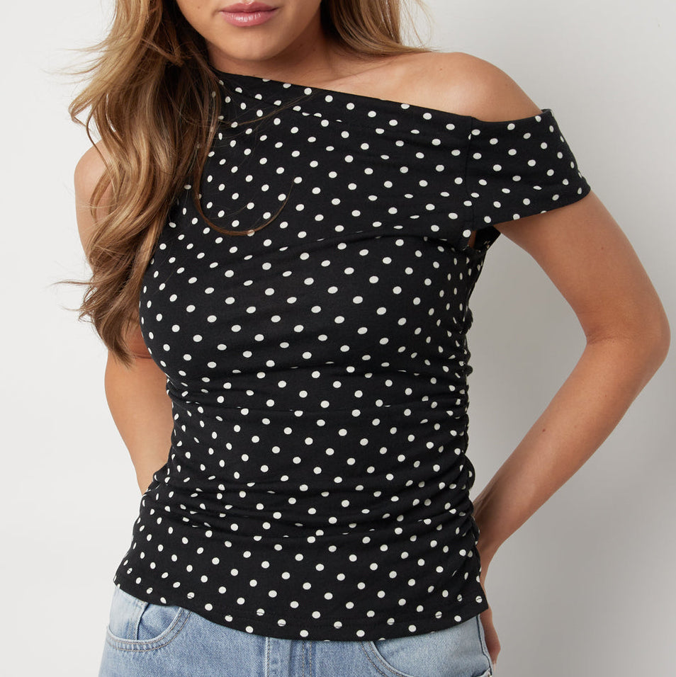 Polkadot top zwart