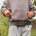 Gebreide hoodie donker grijs