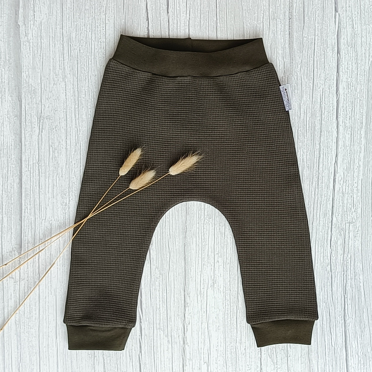 Wafel harembroekje legergroen