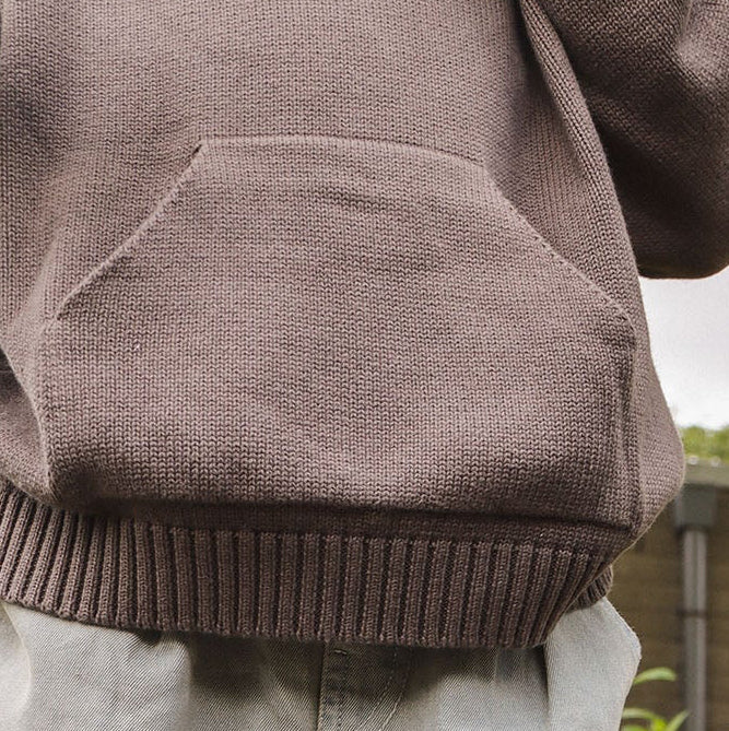 Gebreide hoodie donker grijs