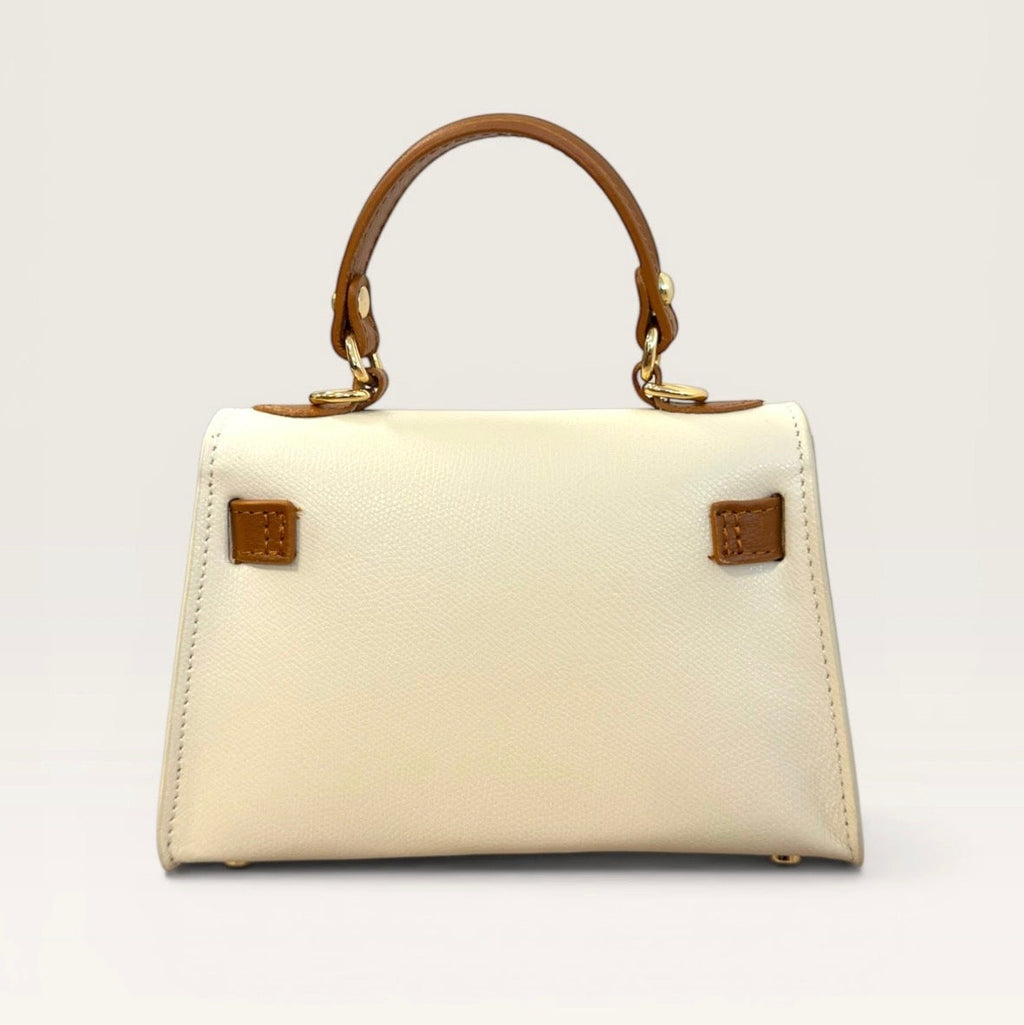 Leren crossbody tas crème/bruin