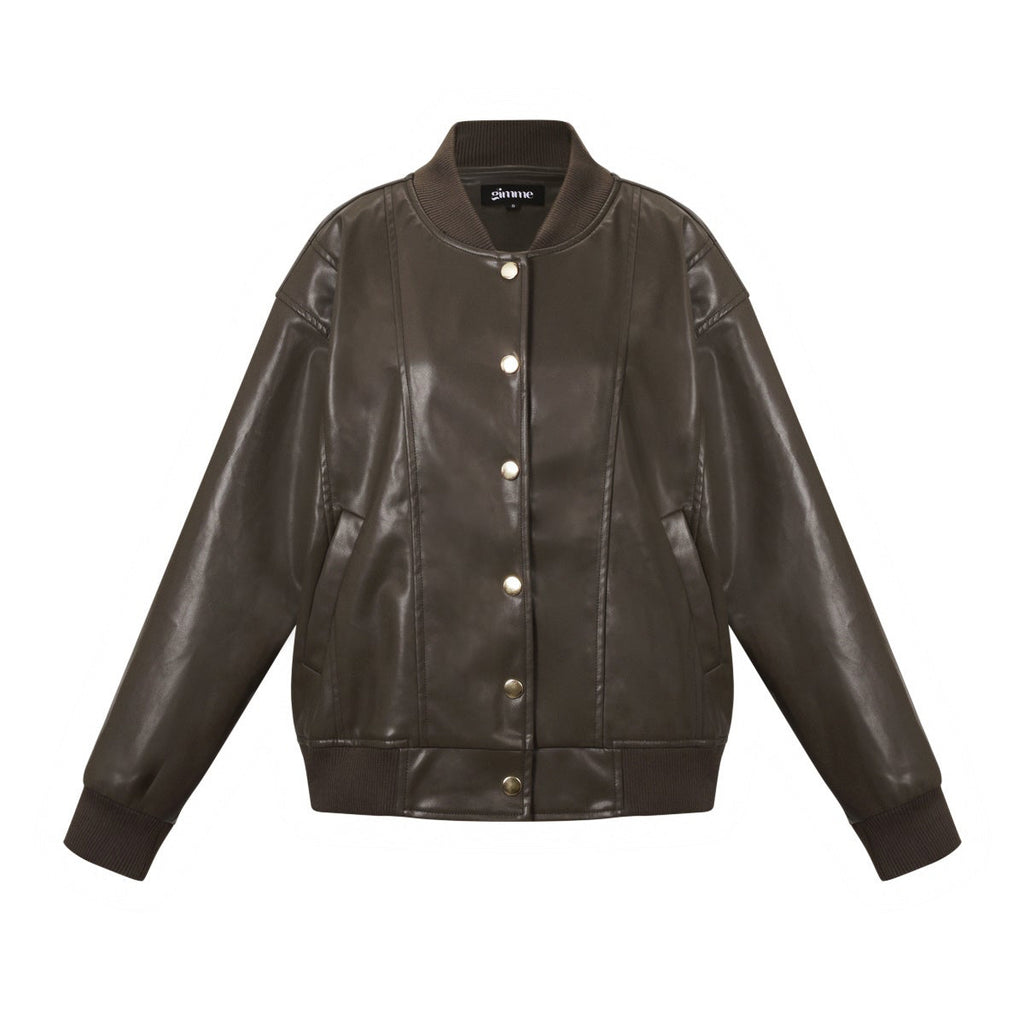 Leren bomber donkerbruin