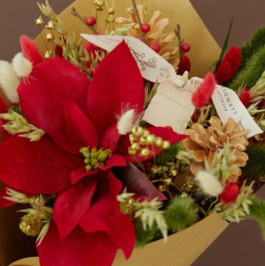 Droogbloemen boeket rood