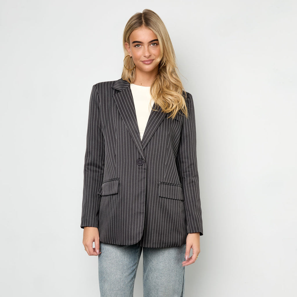 Asymetrische blazer grijs