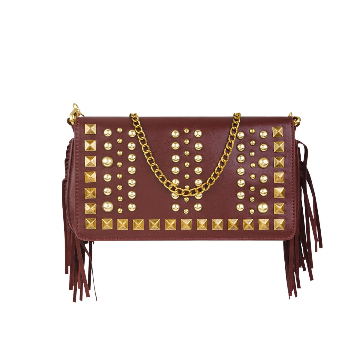 Studs schoudertas bordeaux