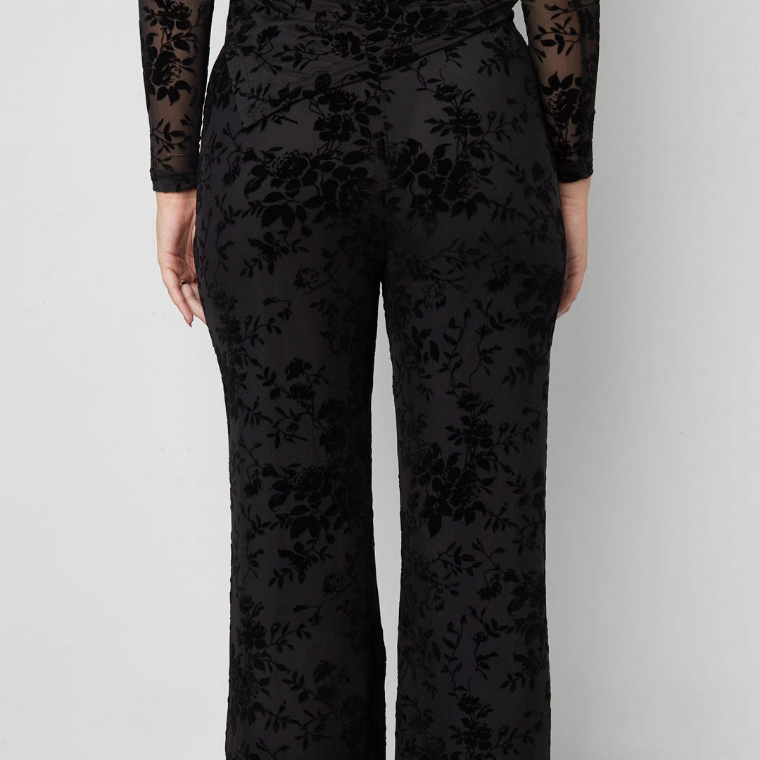 Flower flared zwart