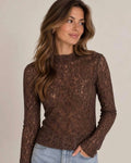 Kanten mesh top bruin