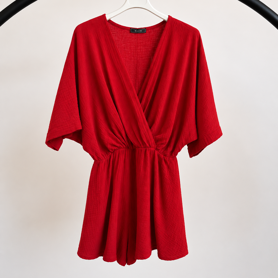 Mousseline playsuit rood
